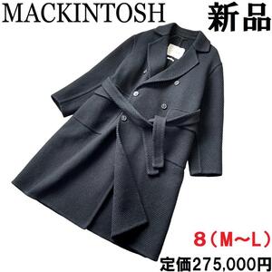 ♀【新品◆英国王室御用達◆定価27.5万◆イタリア製◆ハンドメイド】MACKINTOSH マッキントッシュ ウール トレンチコート 8 黒 ブラック