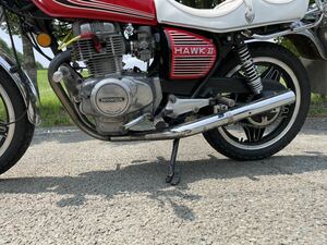 当時物 CB400T Marving マービング 左出し マフラー 60π ストック品 180サイズ (検索)CB250T CB250N CB400N シワ有り