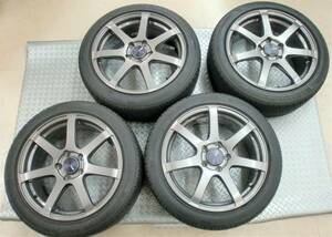 ゴルフ17インチ タイヤ＆ホイールSET 中古品4本SET ENKEIエンケイPF07 7.5J-17 17x7.5 112/5H+50 ボルト付 225/45R17 ゴルフ5/6他 キズ少