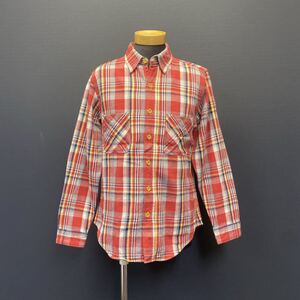 DUBBLE WORKS check flannel Shirt ダブルワークス チェック ネルシャツ size 36 レッド 長袖