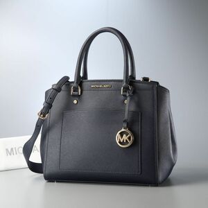 MG4480△MICHAEL KORS マイケルコース*PARK パーク*サッチェルバッグ 2WAY ショルダーバッグ*ハンドバッグ*肩掛け*鞄*ネイビー