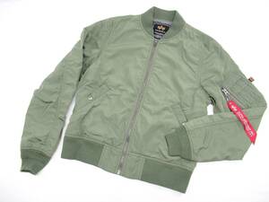 【送900円】4660　ALPHA INDUSTRIES　アルファインダストリーズ　MA-1　フライトジャケット　ブルゾン　カーキ　LARGE　ジップアップ