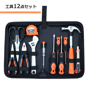 工具セット 12点 ツールセット DIYセット 作業セット 道具箱 | 日曜大工 ツールボックス ドライバー メジャー テストペン モンキーレンチ