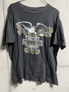 80s ヴィンテージ HARLEY DAVIDSON Tシャツ 85years ハーレー ブラック 黒 85周年 Eagle イーグル 80年代