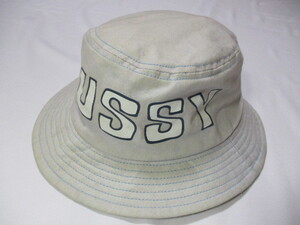 STUSSY ステューシー 90s デカロゴ デニムハット 水 F ヴィンテージ OLD