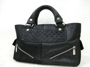 ◆美品◆CELINE セリーヌ◆ブギー◆マカダム◆スエード レザー 本革◆ハンド バッグ◆ブラック シルバー金具◆腕掛け◆A9308