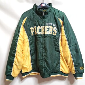 A6 GIII NFL 緑色 2XL GREEN BAY PACKERS 中綿 ナイロン スタジャン ジャケット ビッグサイズ ビンテージ アメリカ USA 古着 メンズ 90s