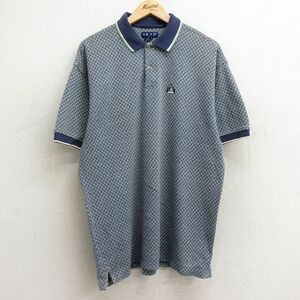 XL/古着 IZOD 半袖 ポロ シャツ メンズ 00s ワンポイントロゴ 総柄 コットン 紺他 ネイビー 24jun15 中古 トップス