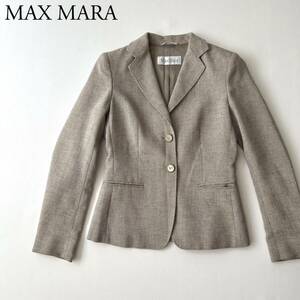 美品 MAX MARA マックスマーラ テーラードジャケット アウター　シングルジャケット リネン　シルク　イタリア製 白タグ　レディース