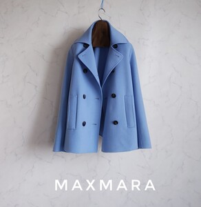 超高級 極美品 希少 MAXMARA 憧れの一級品イタリア製ダブルフェイスコート ハンドメイド逸品 マックスマーラ weekend ウィークエンド 水色