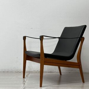 ● フリッツハンセン Fritz Hansen No.4305 イージーチェア サファリチェア Karen & Ebbe Clemmensen アッシュ材 本革 北欧ビンテージ