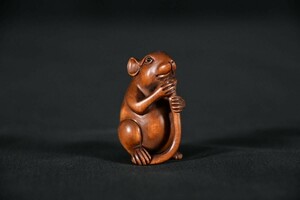 【古美術】ねずみ 根付 Netsuke 精密 彫刻 超絶技巧 彫塑 提げもの 提物 形彫 鼠 鼡 干支 縁起物
