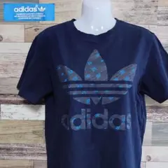 【adidas】半袖　tシャツ　トレフォイル　S　オリジナル　紺　ビッグロゴ