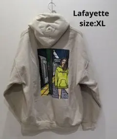 Lafayette バックプリント ロゴ刺繍 パーカー ベージュ XL メンズ
