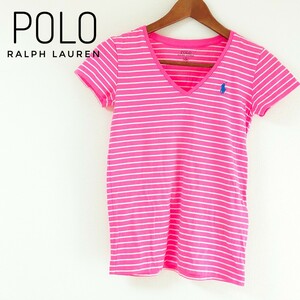 POLO ポロ ラルフローレン 半袖Tシャツ ピンク ボーダー XS　