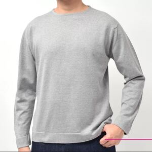 【新品タグ付き】JOHN SMEDLEY ジョンスメドレー プルオーバー ボートネック 最高級コットン ニット シルバー 定価¥36,300円 メンズL