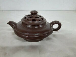 陶器9】急須 ブラウン系 茶器 煎茶道具 骨董品 レトロ アンティーク インテリア 刻印有 唐物 煎茶 茶道 陶磁器　置物 飾り物 現状 