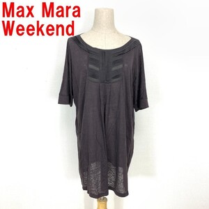 A4093 ウィークエンド マックスマーラ 半袖チュニック Max Mara Weekend ブラウンリネン 茶色 S