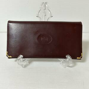 【格安配送可】Cartier カルティエ 二つ折り財布　長財布 バーガンディ　レザー ＊DI