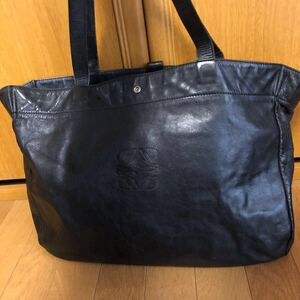 ロエベ　LOEWE トートバッグ　アナグラム　レザー　 A4可能　 ブラック 黒