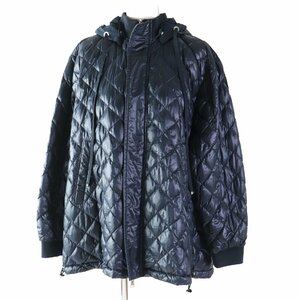 極美品◎MONCLER モンクレール 22SS SARZEAU ロゴワッペン・フード付き リバーシブル ダウンジャケット 紺 1 正規品 レディース