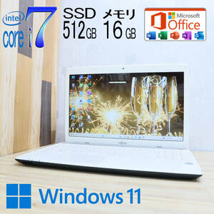 ★美品 最上級4世代4コアi7！新品SSD512GB メモリ16GB★AH47/M Core i7-4702MQ Webカメラ Win11 MS Office2019 Home&Business★P71318