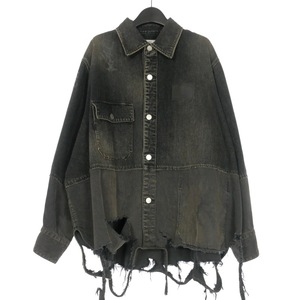 ジエダ Jieda 2TONE DAMAGE OVER DENIM SHIRT オーバーサイズデニムシャツ 1 ブラック 黒 JIE-23W-SH05 メンズ