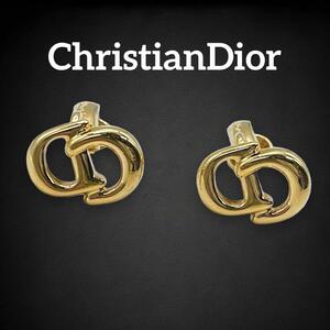 【美品】 Christian dior クリスチャンディオール イヤリング 耳飾り CDロゴ 刻印 ヴィンテージ ビンテージ アンティーク ゴールド 822