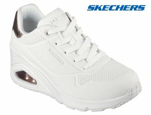 新品 スケッチャーズ ウノ 177520 WHT 25cm レディーススニーカー 厚底スニーカー インヒール SKECHERS UNO WEDGE-HI STEPS 靴