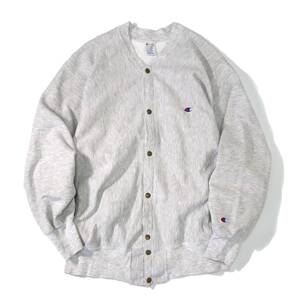 [XL] 90s Champion RW スウェット スナップ カーディガン ヘザー グレー チャンピオン リバースウィーブ ビンテージ vintage 目付き