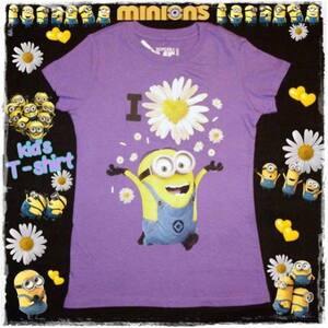 minions　ミニオンズ　半袖　girls　Tシャツ　マーガレット　デイブ　ユニバ　USJ　アメリカ　輸入子供服　(M)　120ｃｍ　パープル