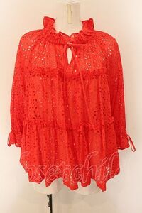 Jane Marple / Eyelet lace tiered blouse ブラウス M アカ O-25-01-09-022-JM-BL-IG-OS