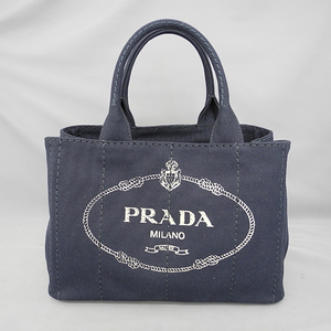 （73）PRADA　プラダ　カナパ　キャンバス　ネイビー　2WAY　バッグ　トートバッグ　美品　中古　　レディース　1BG439　ZKI　F0216