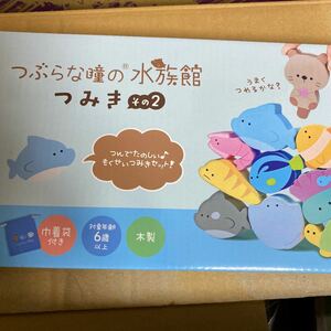 つぶらな瞳の水族館　つみき　巾着付き　木製　積み木　送料230円〜