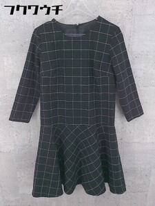 ◇ green label relaxing グリーンレーベル UNITED ARROWS 七分袖 膝丈 ワンピース サイズ36 ブラック系 レディース