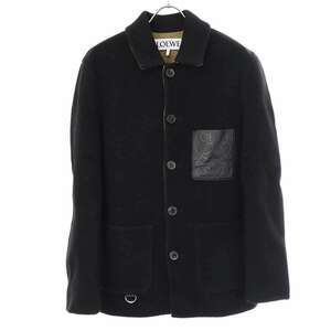 LOEWE ロエベ Workwear Jacket ウールアルパカ ワークジャケット H526330X89 ブラック×キャメル系 46 ITA5TTH9H7B6