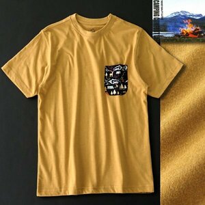 新品 キャンピングコンフォートライフ 春夏 アウトドア カヌー プリント Tシャツ L 黄土【PW9M-T114_YE】 CAMPING COMFORT LIFE 半袖