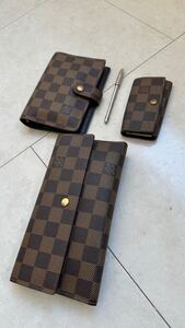 ルイヴィトン LOUIS VUITTON ダミエ4点セット 財布・キーケース・システム手帳・シャーペン 中古品