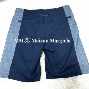 メゾンマルジェラ　MM6 ショート　ハーフパンツ　切り替え　デニム　スウェット　M ストレッチ　ショートパンツネイビー Maison Margiela 