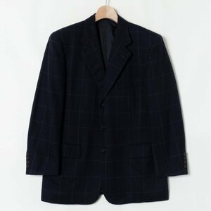 Aquascutum ウールジャケット アクアスキュータム シングル チェック ブレザー ネイビー系 毛100％ 上着 秋冬 mne