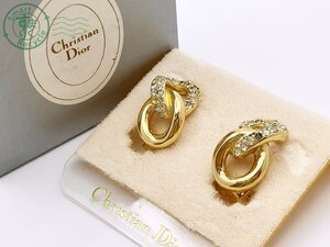 BA0701549　★ Christian Dior クリスチャン・ディオール イヤリング チェーン モチーフ ストーン ゴールドカラー アクセサリー