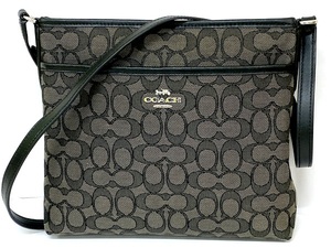 【即決/美品】COACH コーチ シグネチャー ショルダーバッグ キャンバス 斜め掛け 黒 ブラック グレー CG978 メンズ レディース 