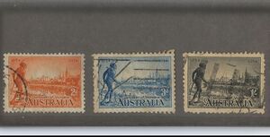 外国切手　AUSTRALIA 1934年 ヴィクトリア100年　使用済　赤の裏に書き込み有