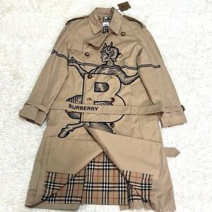 新品タグ付 バーバリー BURBERRY 限定受注品 グラフィックデザイン トレンチコート ロングコート ロゴベルト ノバチェック ベージュ