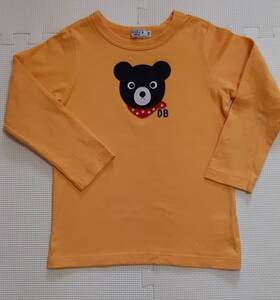 ☆中古☆美品☆ミキハウス ダブルB 長袖Tシャツ サイズ110 DUBLE.B アップリケ バックプリン無し 黄色