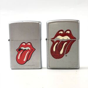 ★E10272/ZIPPO ジッポー/オイルライター/ROLLING STONES ローリング・ストーンズ/2004年製/シルバー/まとめて/計2点セット/火花OK含 す