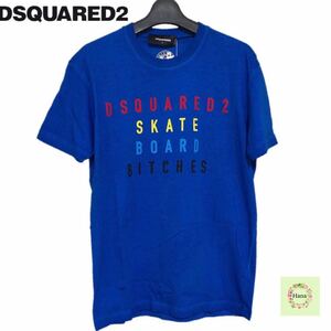 【新品】DSQUARED2 ディースクエアード プリント Ｔシャツ ブルー 青 Ｌ