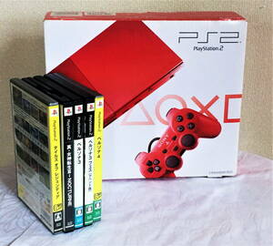 【最終モデル＆カラー】生産終了品　SONY　 PS2　SCPH-90000CR　 シナバーレッド　箱・取説・ソフト・メモリーカード付き　動作確認済み