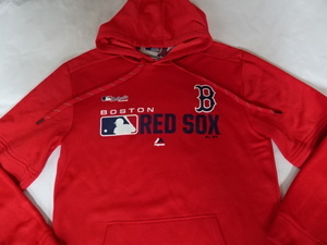 激レア USA購入【Majestic】製 MLBメジャー ボストン レッドソックス【BOSTON REDSOX】 ロゴプリント入り プルオーバーパーカーUS Mサイズ