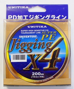 ユニチカ　5色分けＰＥ　JIGGING　X4　200ｍ0.5号 6lb　税込み即決　5color 4braid PE line Made in JAPAN